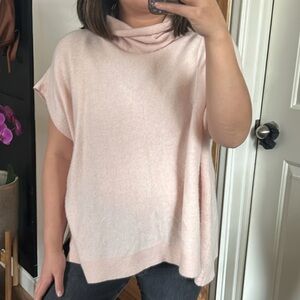 by Anthropologie Patty Cowl 100% Cashmere Poncho Sweater Light Pink Small